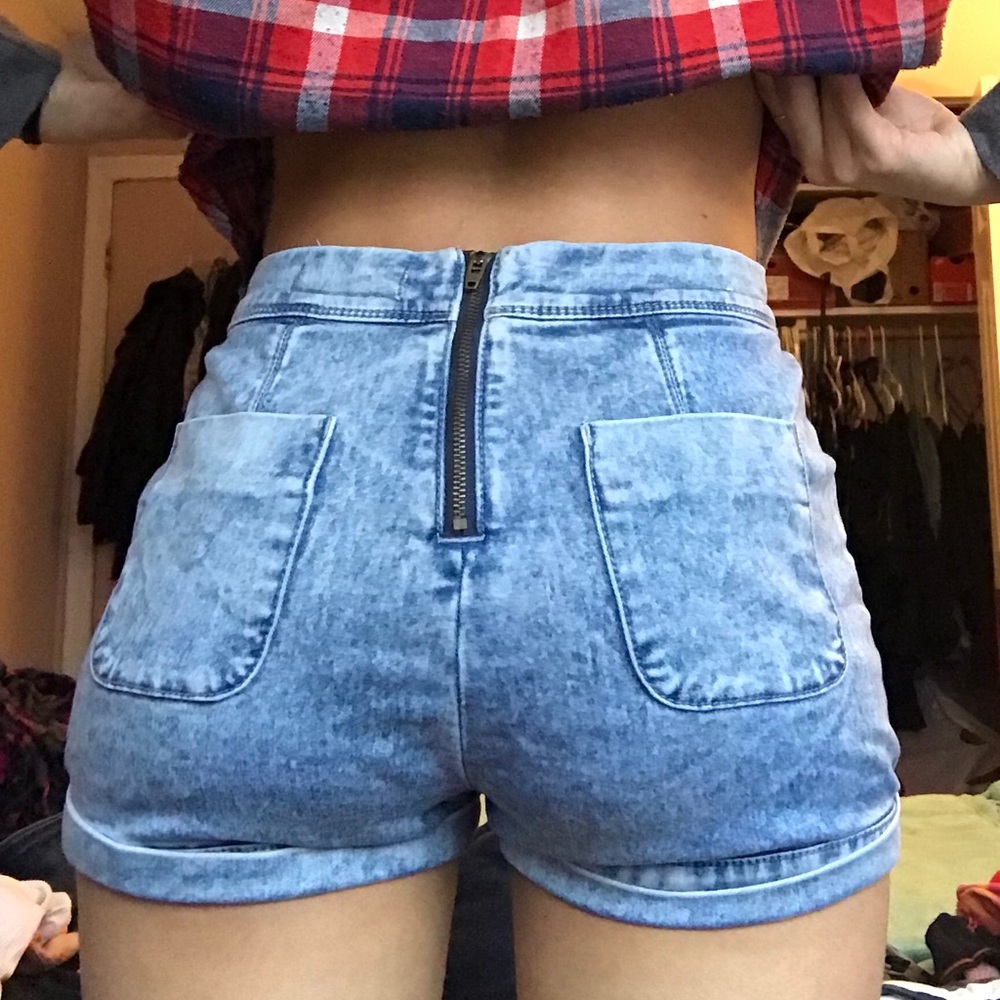 Acid washed jean shorts